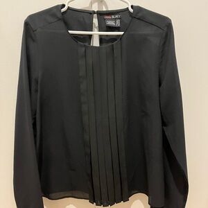 Castro sheer black top with front pleats